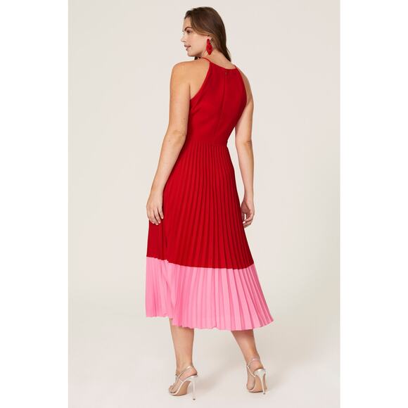 Aidan AIDAN MATTOX Pleated Colorblock Midi Dress - Size 6 - Picture 6 of 8